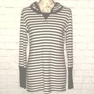 Marc New York Striped Performance Thermal Hoodie Pullover Top, Size L